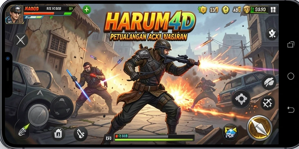 Tampilan gameplay HARUM4D yang penuh aksi dan petualangan.
