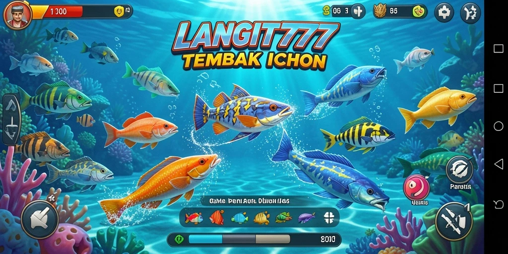 Tampilan gameplay seru di LANGIT777 saat memancing ikan.